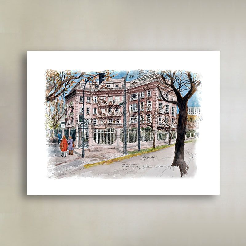 Poster Croquis Edificio Rosa Mar del Plata Pedro de Valdivia Providencia - Erika Brandner