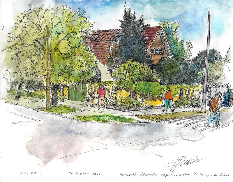 Casa esquina Monseñor Edwards con Reina Victoria - Croquis Erika Brandner